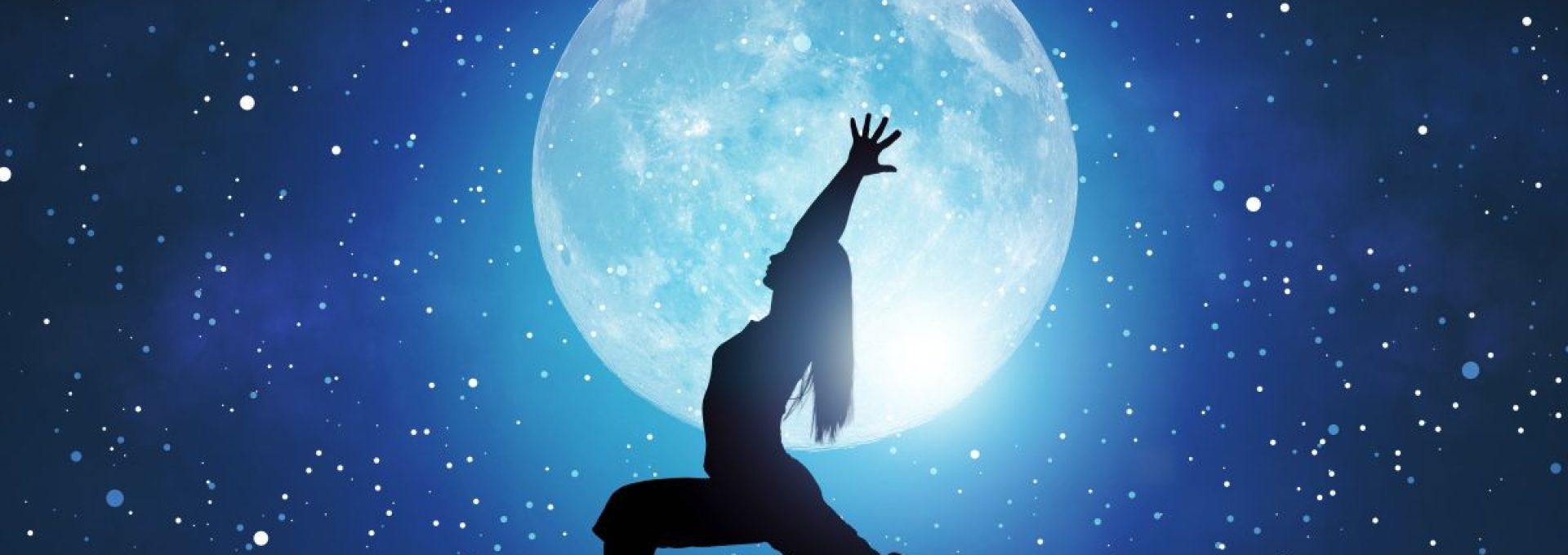 Woman,Silhouette,In,Yoga,Pose,On,Moon,Background